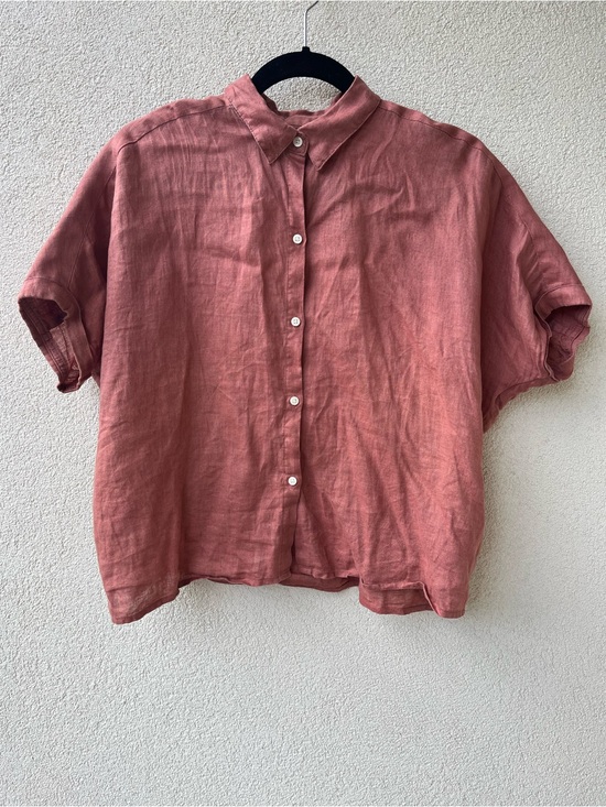 GAP Tops - Gap Rose Linen Short Sleeve Button Up Shirt